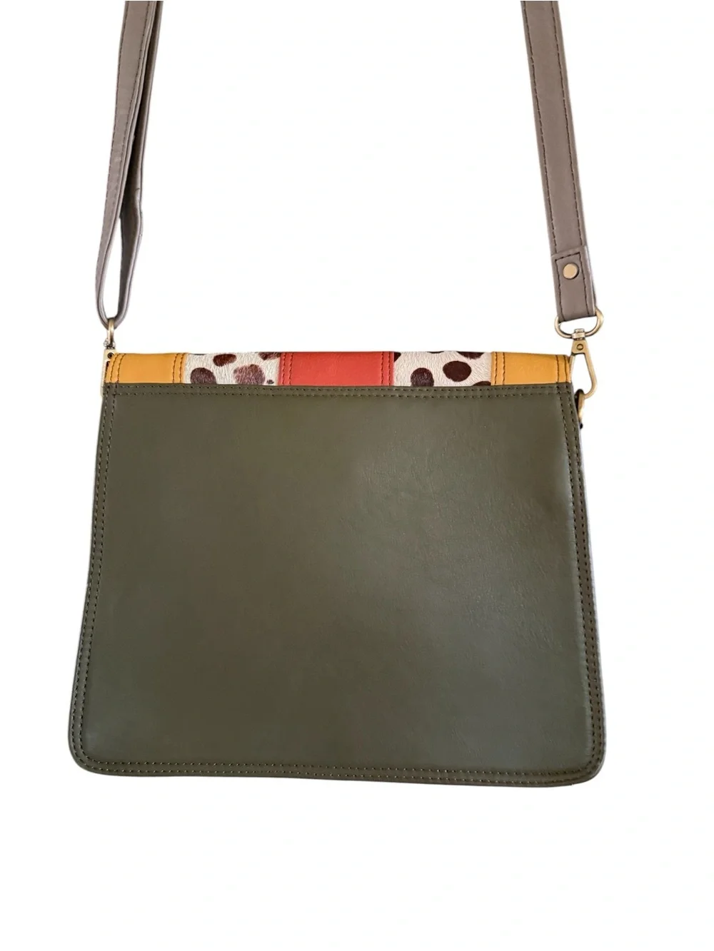 Soruka Ivy Leather Colorblock Animal Print Crossbody Adjustable Strap Style